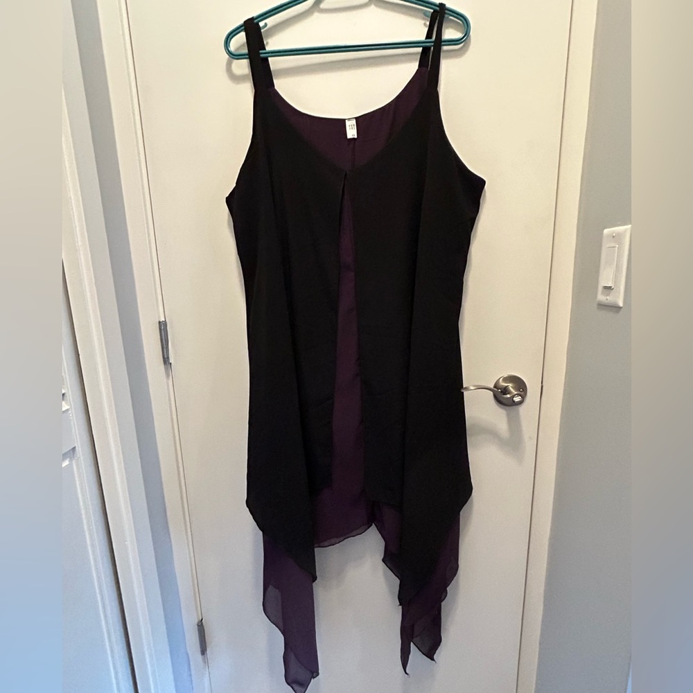 Nextmia spaghetti strap layered scarf midi dress